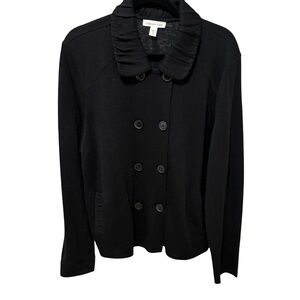 Coldwater Creek Women's Black Double-Breasted Sweater Jacket